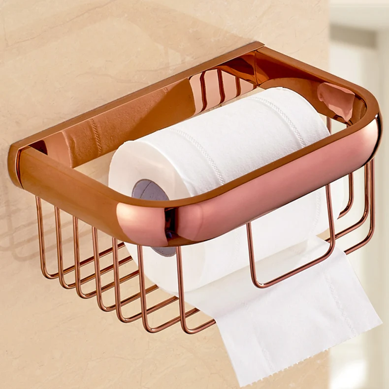 Розовое золото твердая латунная стойка для полотенец ванной туалетной бумаги