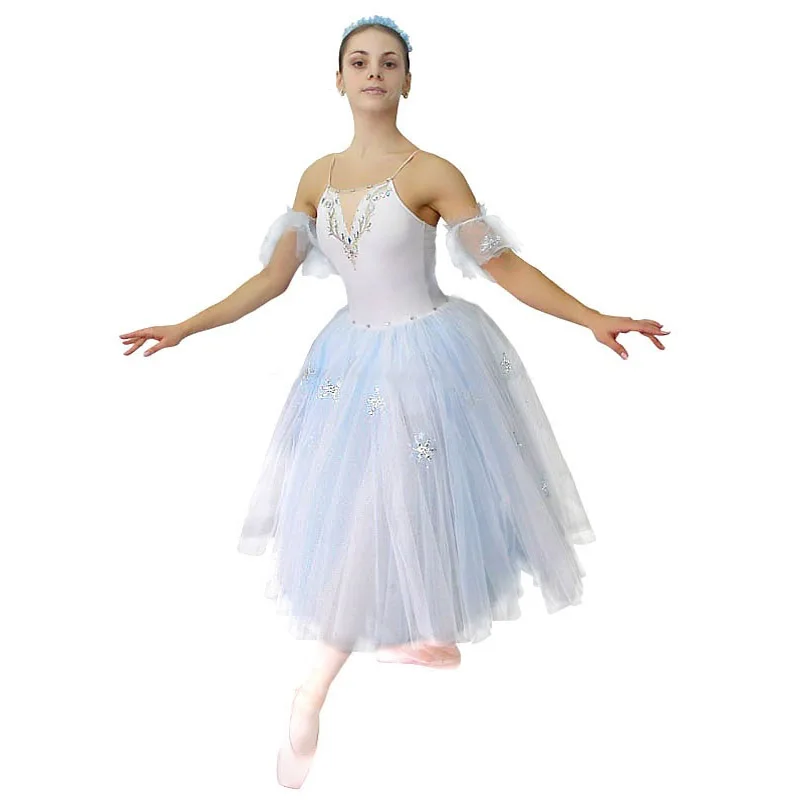 

Elsa Snow Queen Soft Ballet Dresses, Girls Ballerina Skirt With Sparkle Snow Decoration HB879