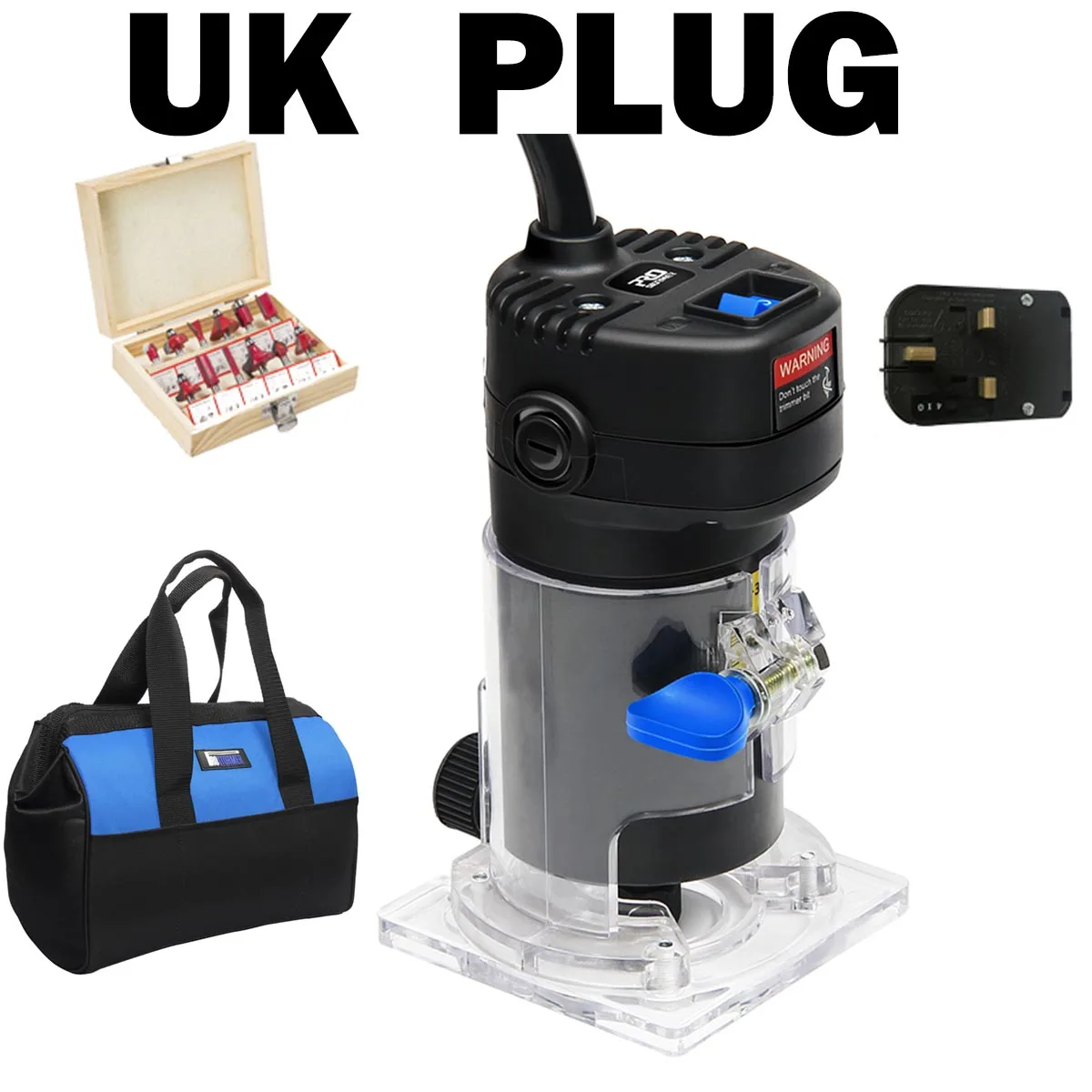 UK Drill Bag Prostormer триммер роутера Мини 650 Вт Электрический деревянный Ламинат Край с сумкой мощность ful 6,35 мм Чак деревообрабатывающий триммер электроинструменты - Цвет: UK Drill Bag