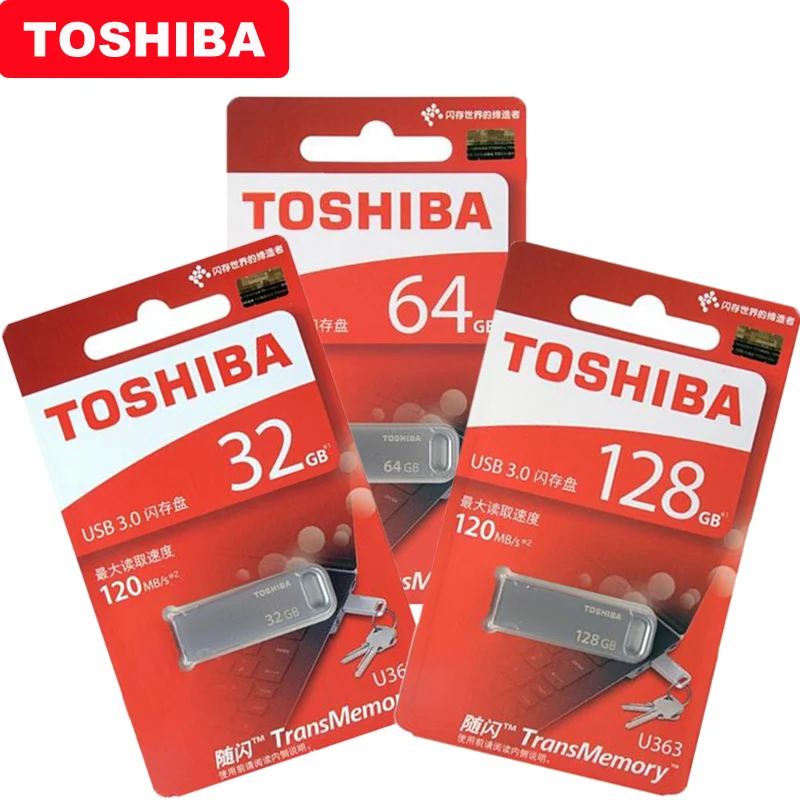 100% Оригинал TOSHIBA U363 металлическая USB Флешка 32 Гб 64 128 ГБ USB3.0 Usb флешка