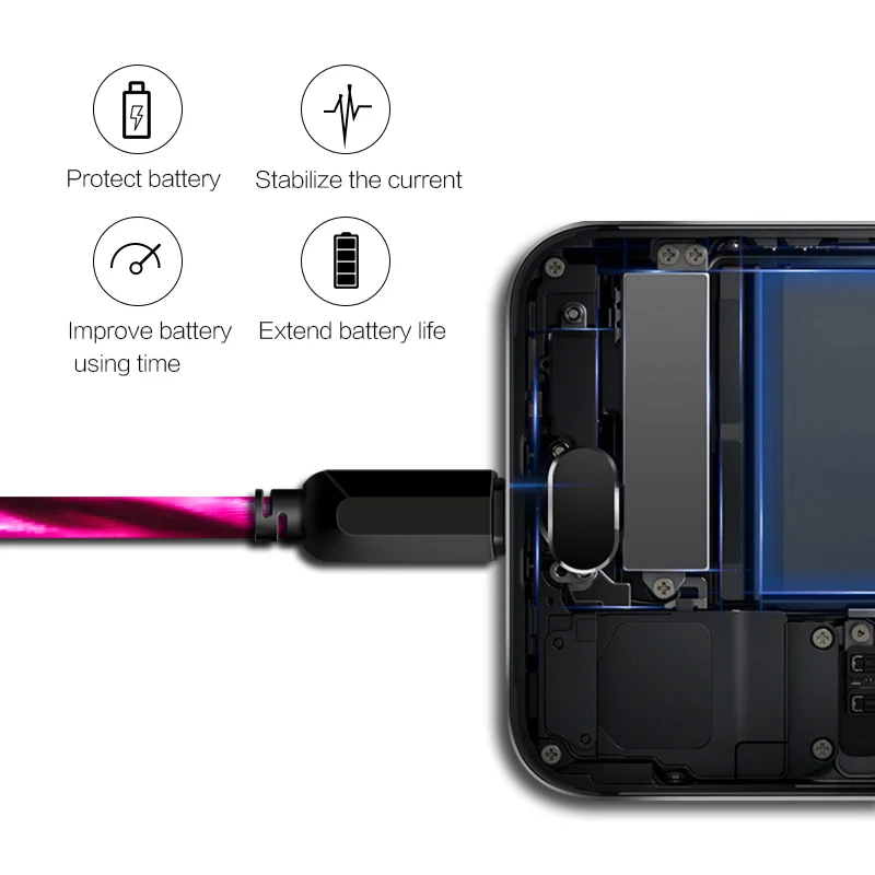 USB кабель с подсветкой Power4 Micro USB/Type C/Lightning QC 2.0 зеленый/синий/красный|Кабели для