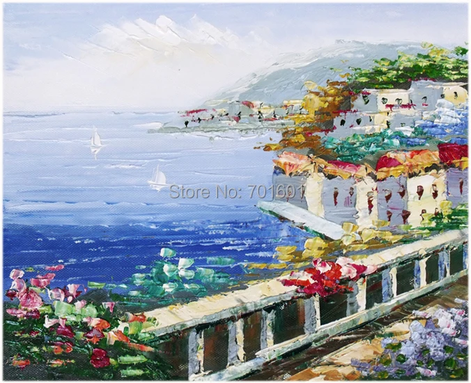 FREE SHIPPING HANDPAINTED canvas oil paintings 20x25CM Mediterranean landscape NO PRINT modern art deco AP0014 | Дом и сад