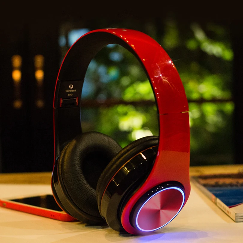Aibesser head wearing aparelho auditivo audiculares bluetooth headphone active noise cancelling earphone foldable with light | Электроника