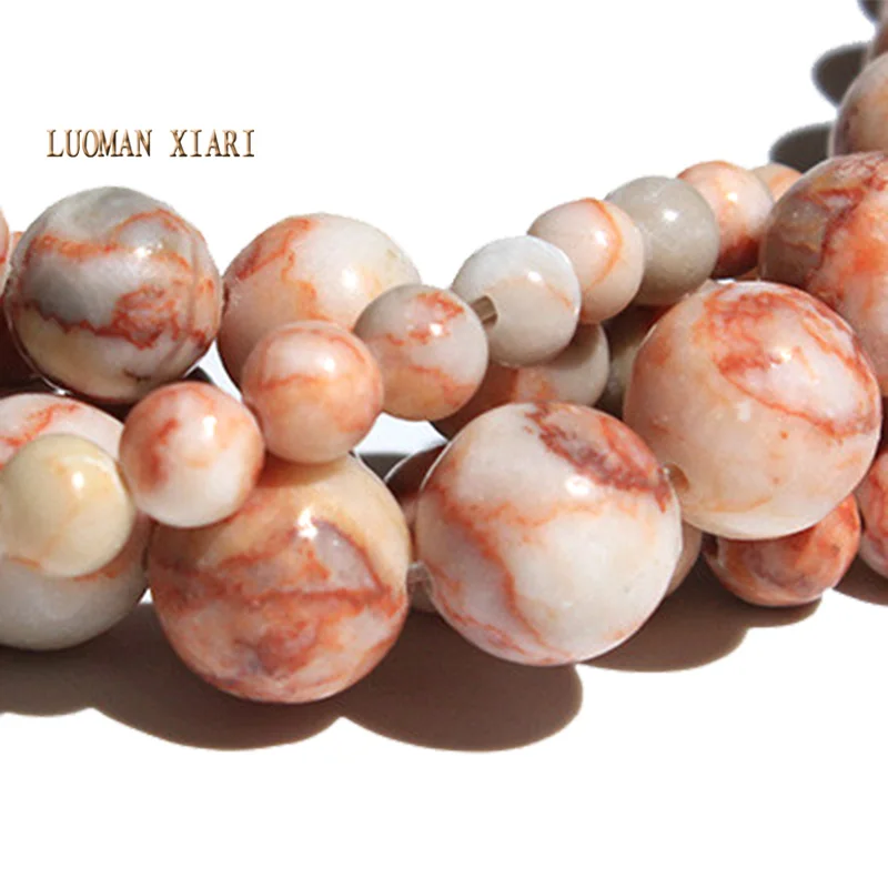 Круглые бусины красного цвета Пикассо для изготовления ювелирных украшений