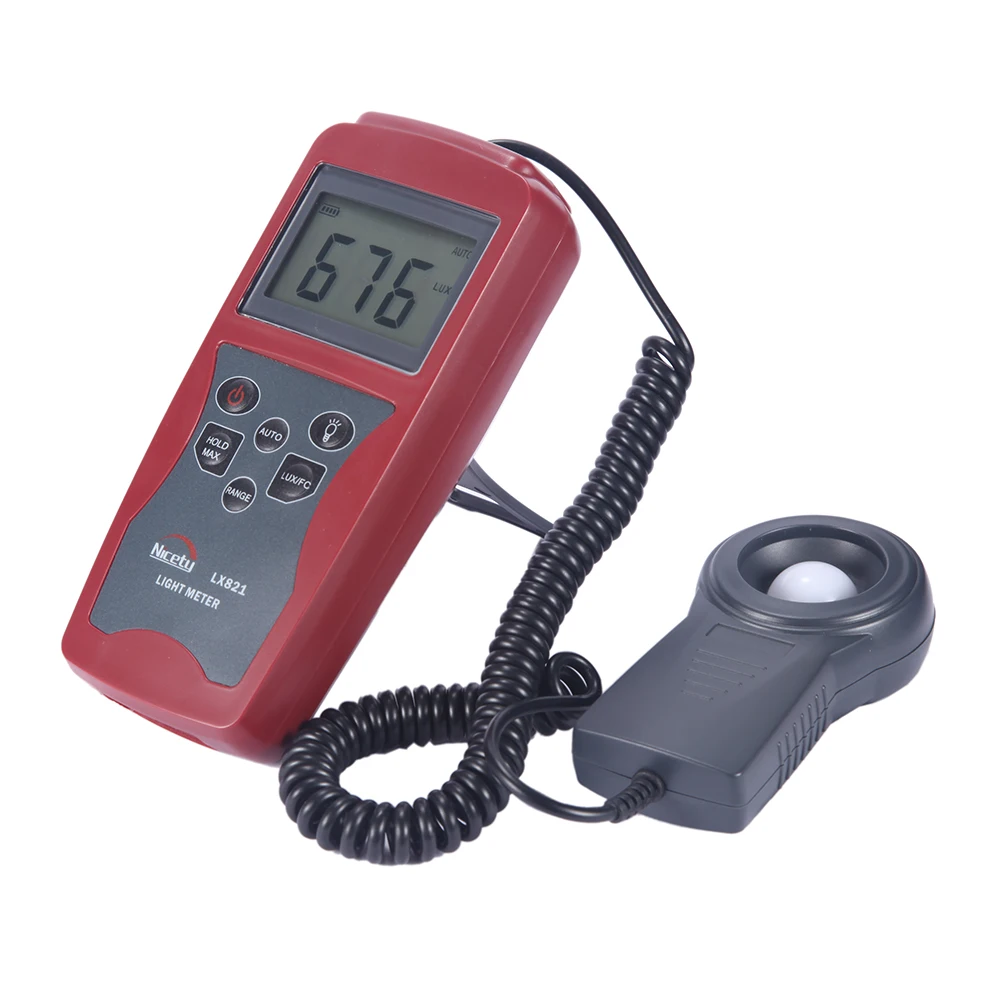 Nicetymeter LX821 Профессиональный отдельный зонд 200000 Люкс Цифровой люксовый измеритель, тестер, максимальное минимальное значение, светильник, фотометр