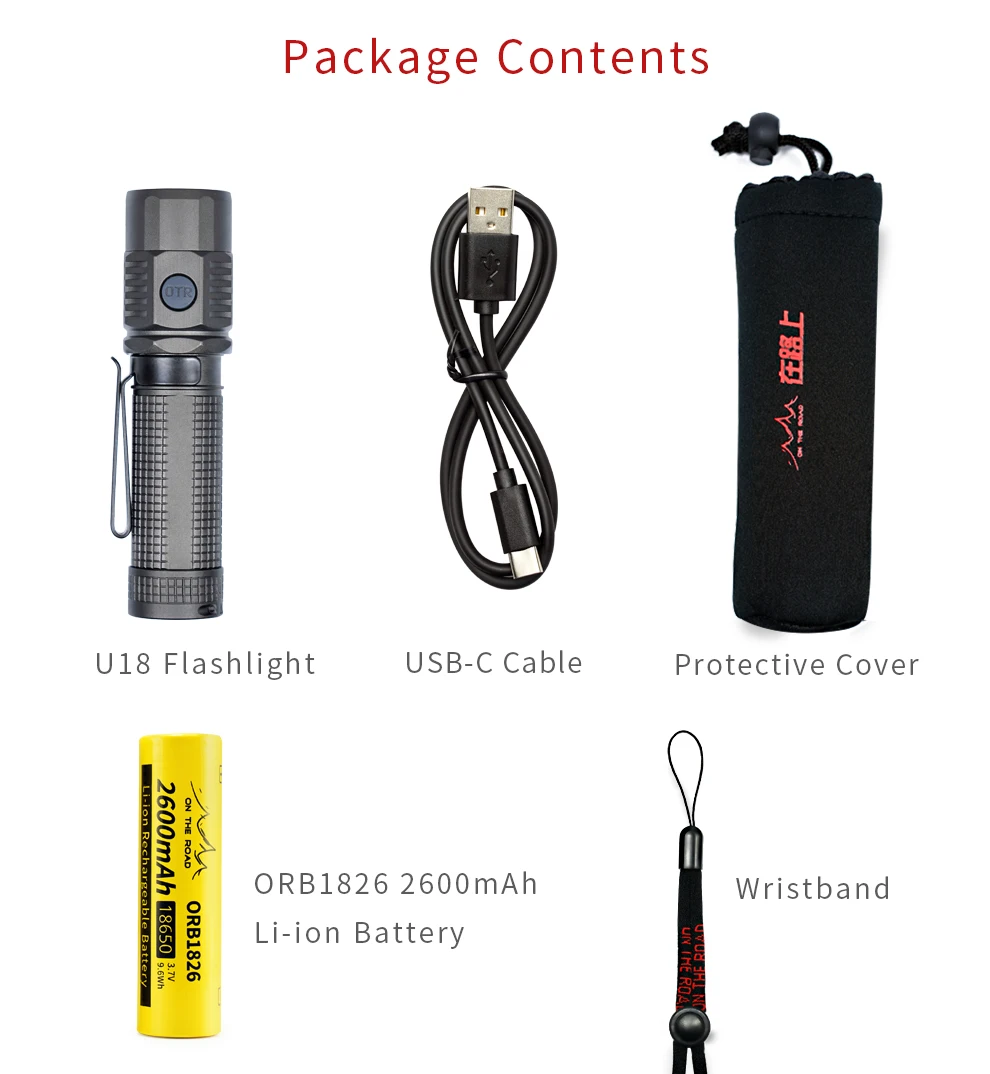 В дороге U18 тип-c USB фонарик USB-C фонарь зарядка CREE светодиодный 1100lm мини EDC фонарик маленький профессиональный открытый