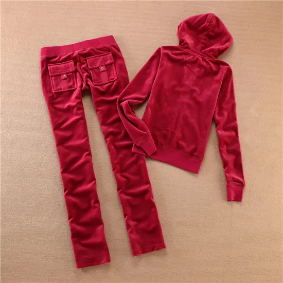 Color 6 Женский бархатный костюм из двух частей, повседневный спортивный костюм, толстовки с длинным рукавом, топы и штаны, спортивный костюм для S-XXL - Цвет: Color 6