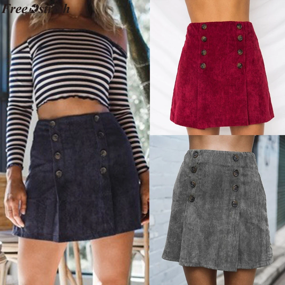 Женская однотонная двубортная юбка с высокой талией облегающая мини-юбка