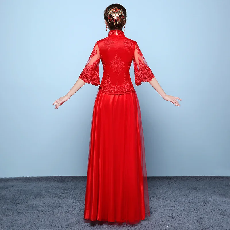 Современный китайский традиционный свадебное платье Qipao длинные размера плюс