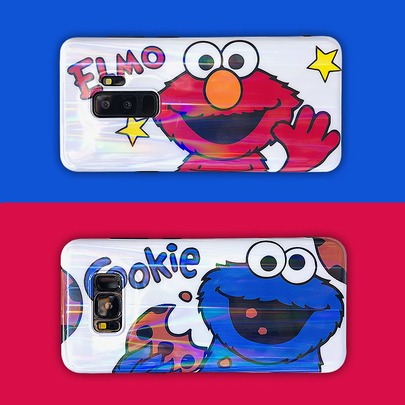 Cute Cartoon Elmo Monsters Cookie Glossy Soft Silicon Cover For Samsung Note9 S7 Edge S8 S9 PLUS Note8 capa coque |
