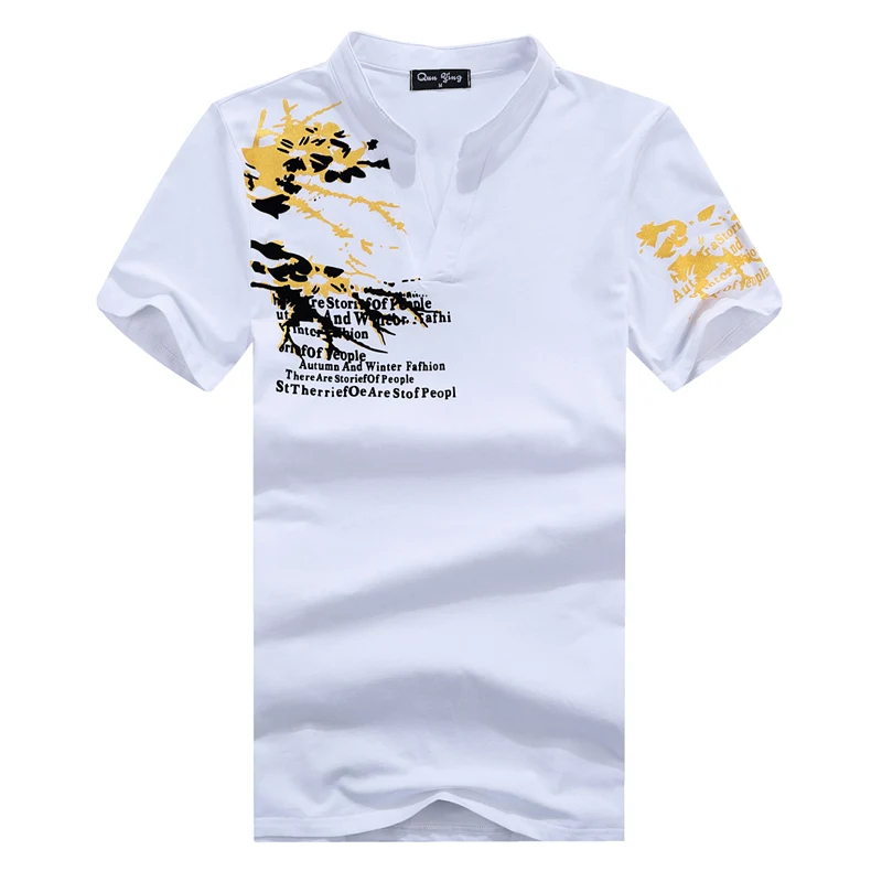 

Liseaven Men's Casual Tshirt V-Neck Print T Shirt Short Sleeve Summer Cotton T-Shirts Slim Fit Male Tops & Tees