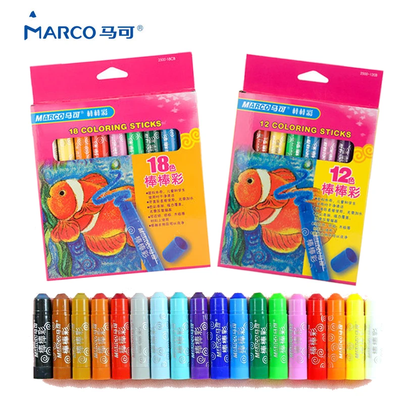 

Marco 18/12 Colors Drawing Sketch Graffiti Stick Oil Painting Pen Artist Set Non-Toxic Washable Crayons Rotation Stationery