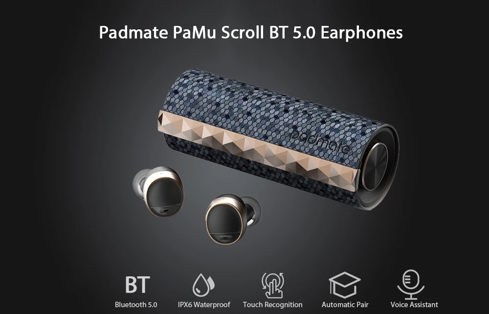 Наушники Padmate Bluetooth 5,0, Беспроводная зарядка IPX6, водонепроницаемые наушники, шумоподавление, беспроводная гарнитура для iphone, xiaomi