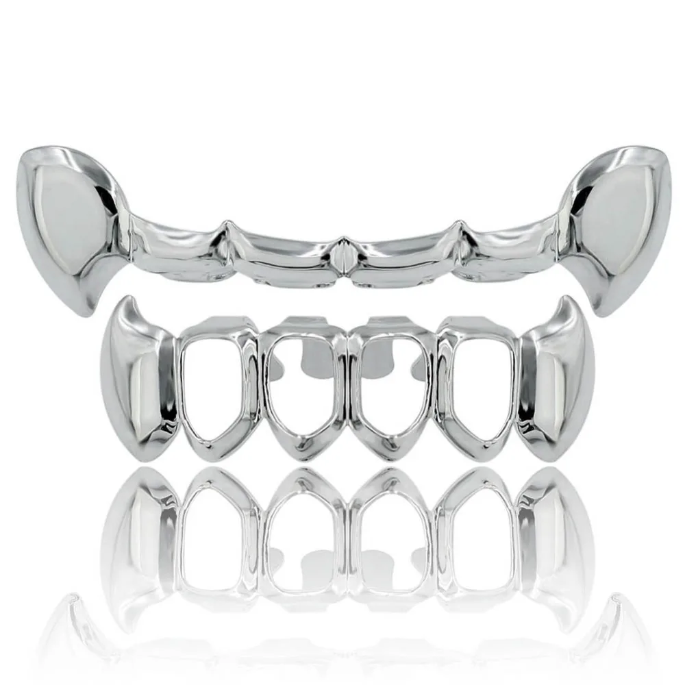 TOPGRILLZ позолоченный хип хоп ЗУБЫ половина Клыка Тонкий Топ Grillz полый Клык нижний набор грили
