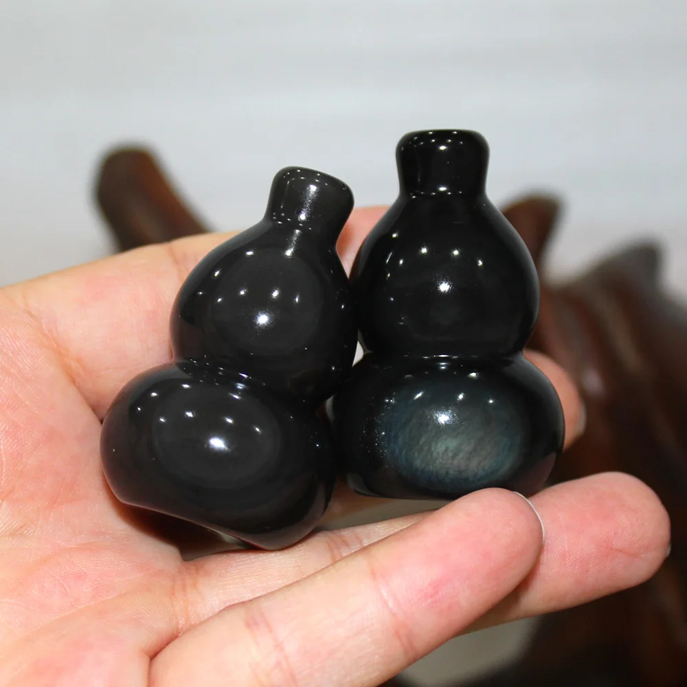 Natural crystal quartz obsidian Style of gourd Crystal crafts handlebars Healthy Energy Stone for Home Furnishing decoration | Дом и сад