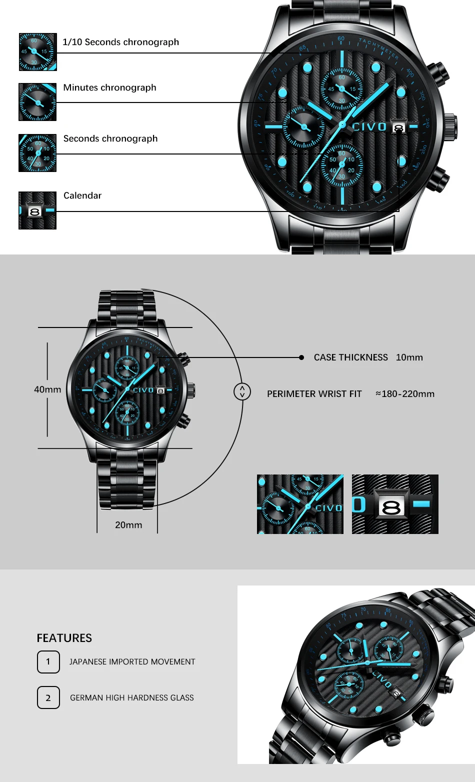 CIVO каждый день Большая распродажа, все часы распродажа 9,99$ мужские часы Топ Бренд роскошные часы для мужчин кварцевые часы