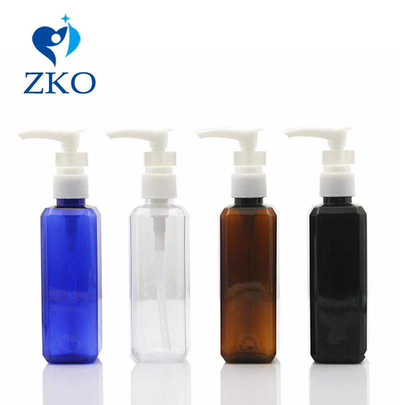 

5pcs 100ml square shape plastic bottle lotion pump clamp emulsion bottle refillable bottle empty cosmetic containers pump bottle