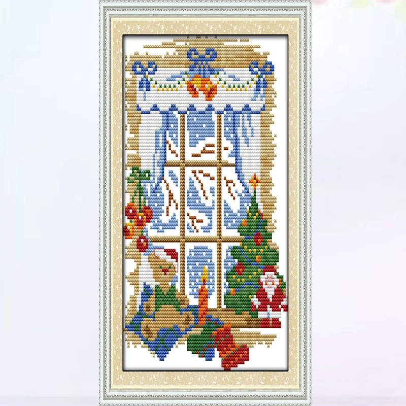 Фото Joy Sunday Счастливого Рождества Санта Клауса Счетный принт на холсте DMC 14CT 11CT Вышивка крестом наборы вышивка рукоделие №5