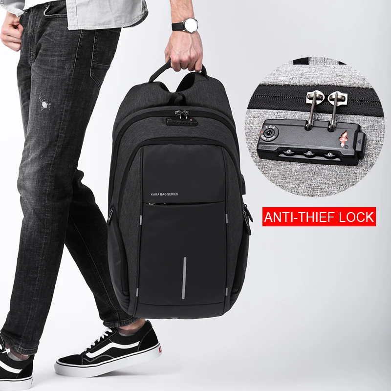 Рюкзак для мужчин KAKA New Men Backpack Anti Theft Laptop Bag 15.6 дюймовый блокнот Мужская школьная сумка Mochila для подростков