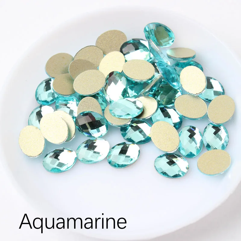Aquamarine Новая 6X8 мм овальные сетчатые Стразы для ногтевого дизайна с плоской задней стороной 30/100 шт для украшения ногтей своими руками - Цвет: Aquamarine