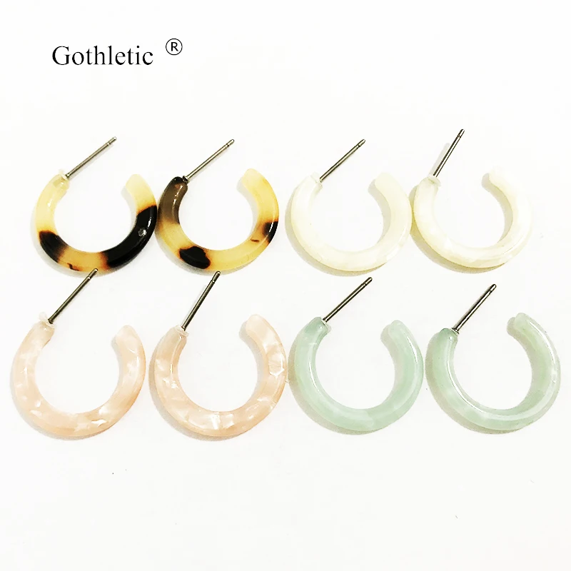 Женские серьги кольца Gothletic 20 мм из ацетата маленькие круглые смолы модные
