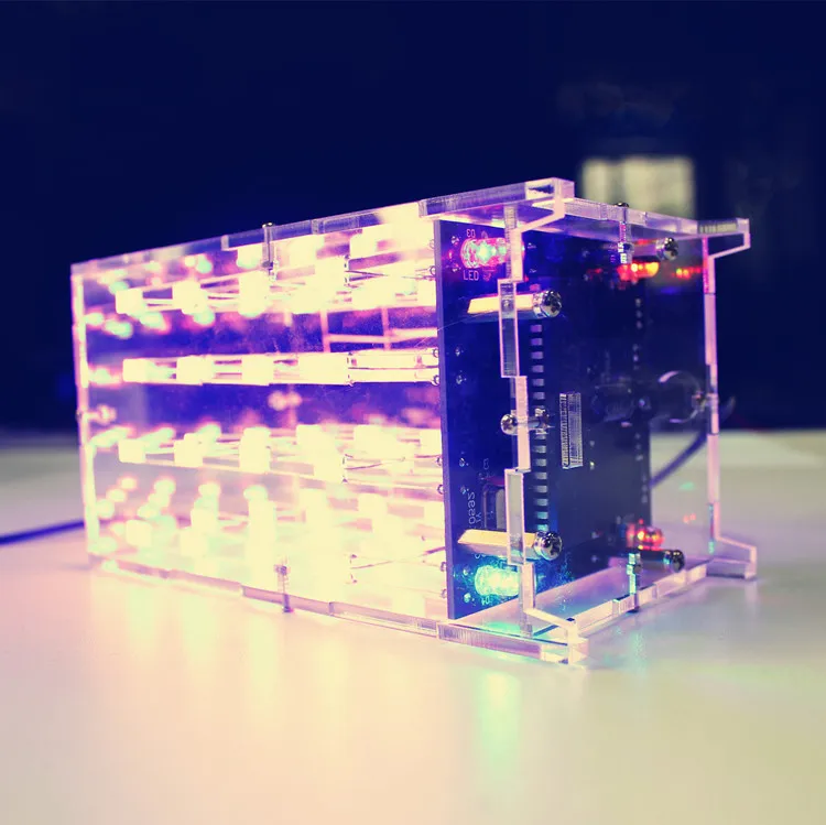 4 светодио дный 4X4 светодиодный кубический свет набор 3D DIY комплект электронный