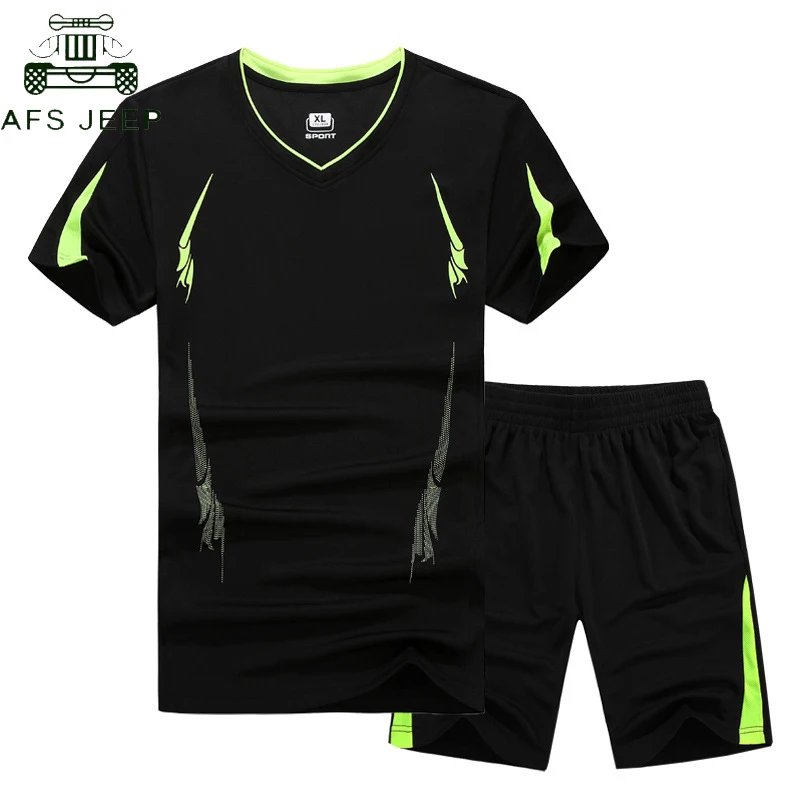 2018 летний мужской комплект одежды спортивный костюм футболка с коротким рукавом