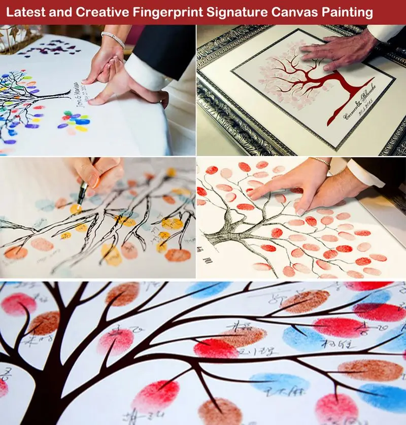 DIY отпечаток пальца Подпись холст картина жираф любовь Сердце Дерево Гостевая