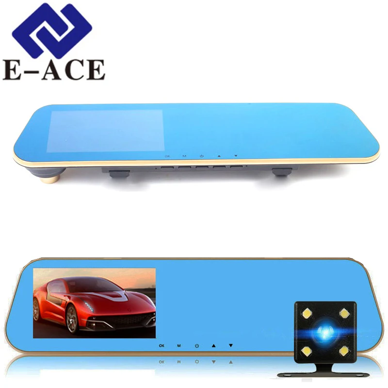 E-ACE Автомобильный видеорегистратор заднего вида Камера зеркало Авто Dashcam видео