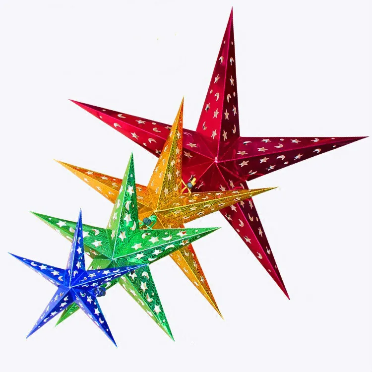 Рождественский Декор пентаграмма абажур звезда бумага фонарь висячие свадьба