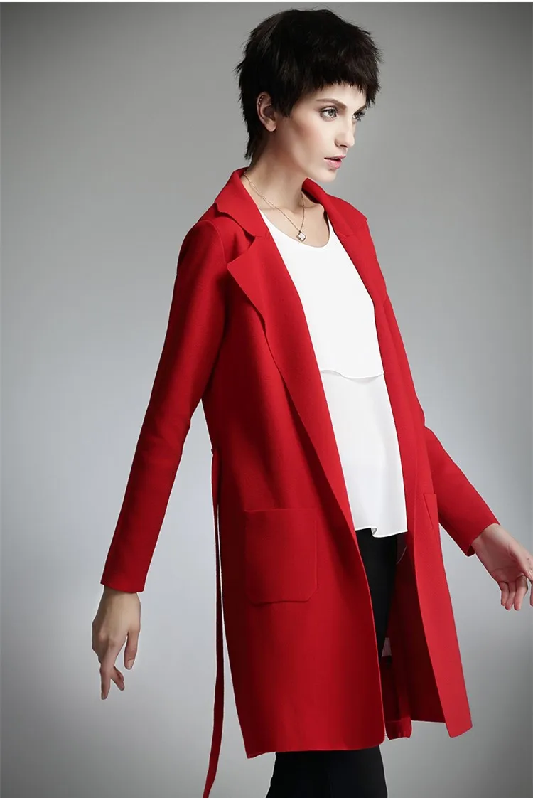 100%merino wool knit women fashion md-long cardigan sweater trench coat S/M/L/XL |