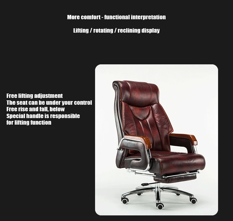 Роскошное качественное кресло из воловьей кожи 8770 Silla Gamer Boss Poltrona с подставкой для ног, массажное колесо из натуральной кожи