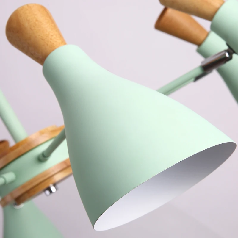 Скандинавский Деревянный светильник зеленые деревянные подвесные лампы с 6-8