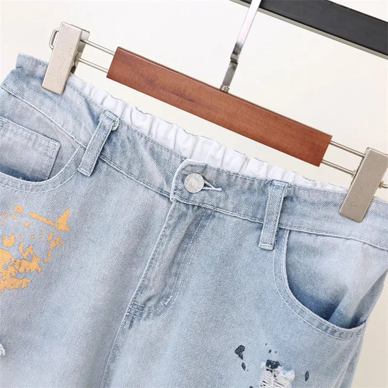 Уличная одежда винтажные джинсы большого размера женские рваные для женщин в