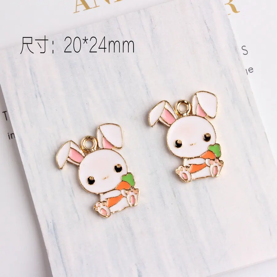 

Jinleansu 10pcs Little Rabbit Carrots Enamel Bunny Animal Pendant Charms for DIY Craft Jewelry Handmade Necklace Accessories