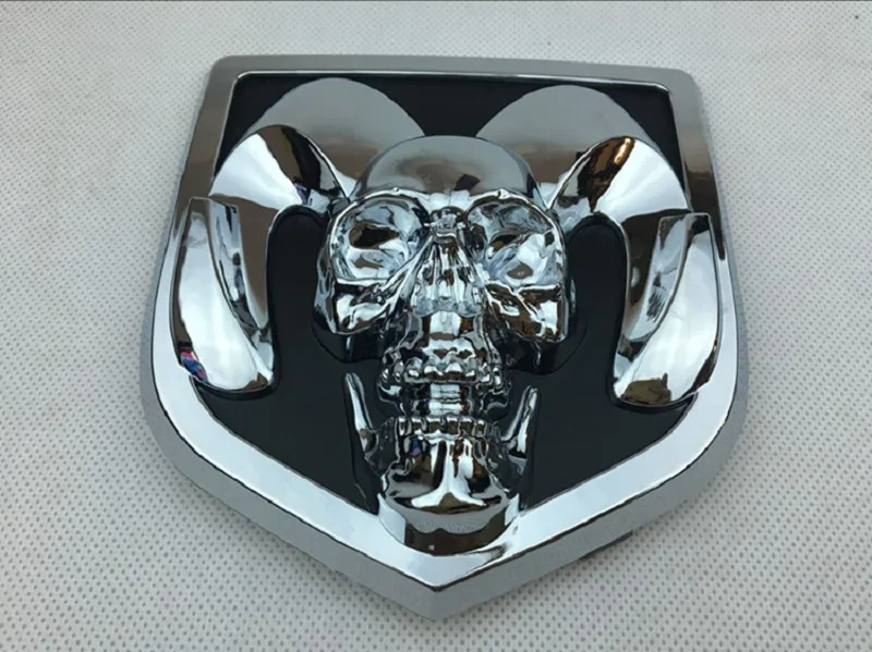 silver 3D Автомобильная головка на гриле багажника, автомобильная наклейка на голову, металлическая эмблема, переоборудование, металлическая Хромовая табличка Эмблема Для Dodge Ram 1500 2500 3500 - Цвет: silver