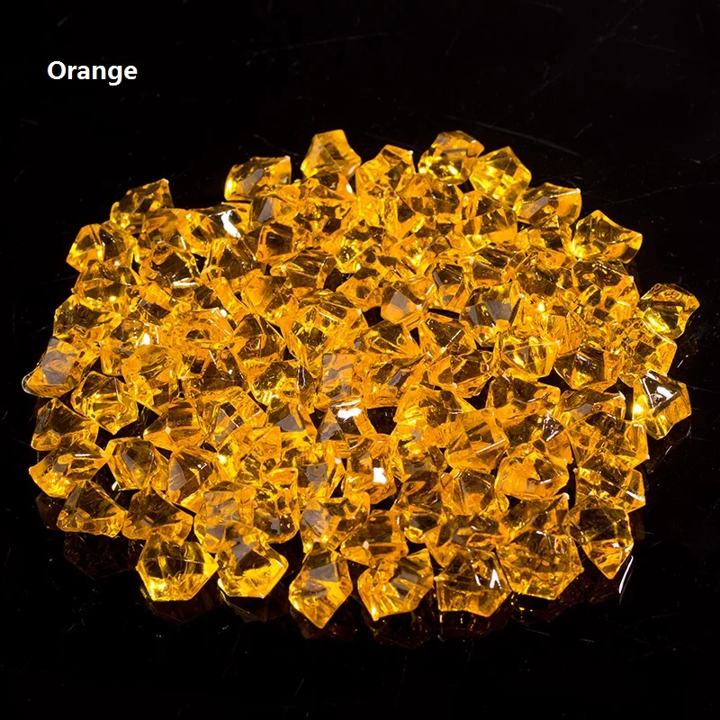 Orange 100 x искусственный цвет рок акриловый кристаллический камень пластиковая прозрачная ваза декоративная каменная рыбка украшения для дома и свадьбы - Цвет: Orange