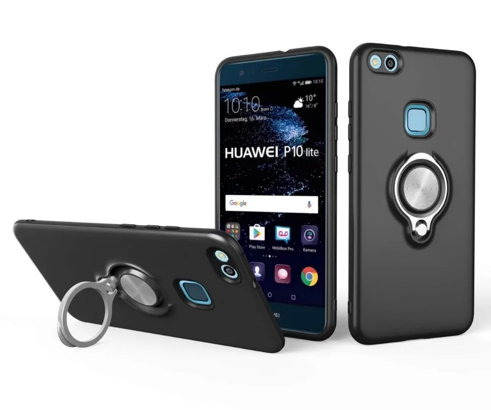 FULAIKATE чехол подставка с кольцом для Huawei P10 Lite 2017 противоударный мягкий из ТПУ P10lite