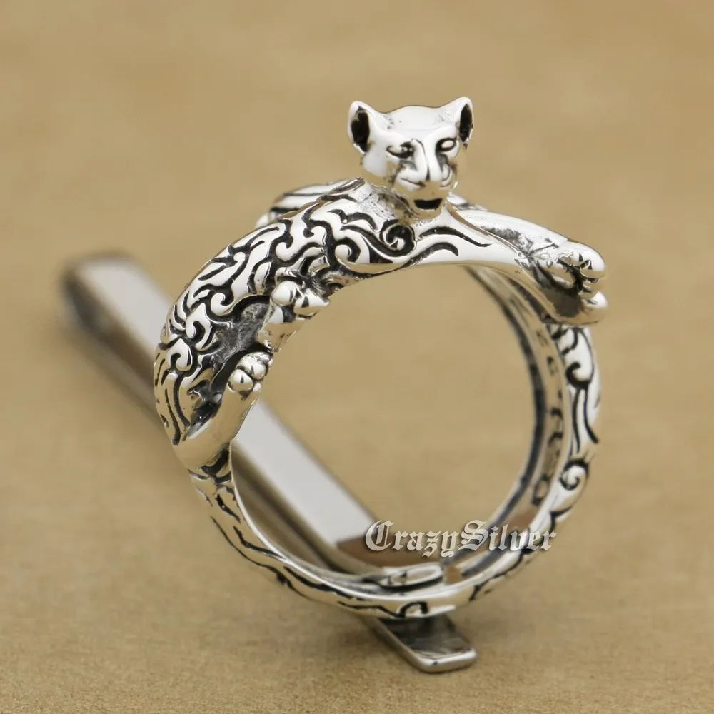 925 пробы Серебряное кольцо Jaguar Fation Punk 9W016 свободный размер от 8 до 10|punk clothing|punkring carat