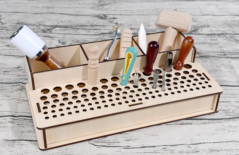 Кожаный стеллаж для инструментов DIY, кожаный настольный шкаф для хранения, рамка для инструментов, инструмент для печати, держатель для хранения кожаных инструментов
