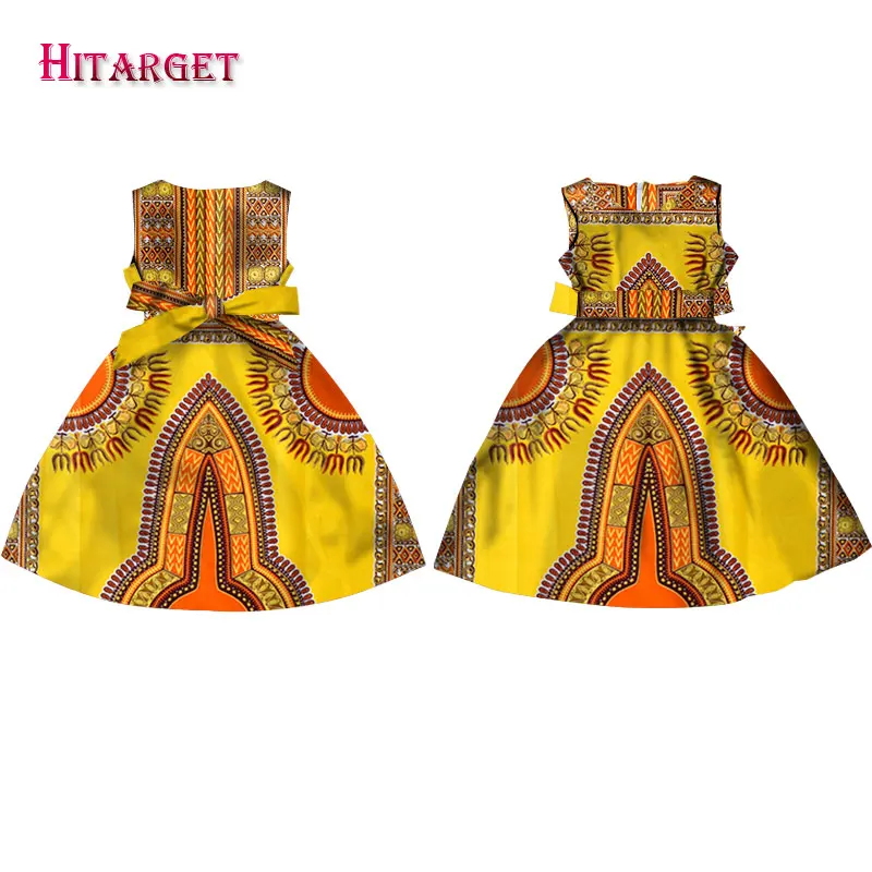 Модные африканские платья для девочек; Vestidos Kanga; одежда с принтом Дашики в африканском стиле; платье трапециевидной формы без рукавов; Java; WYT57