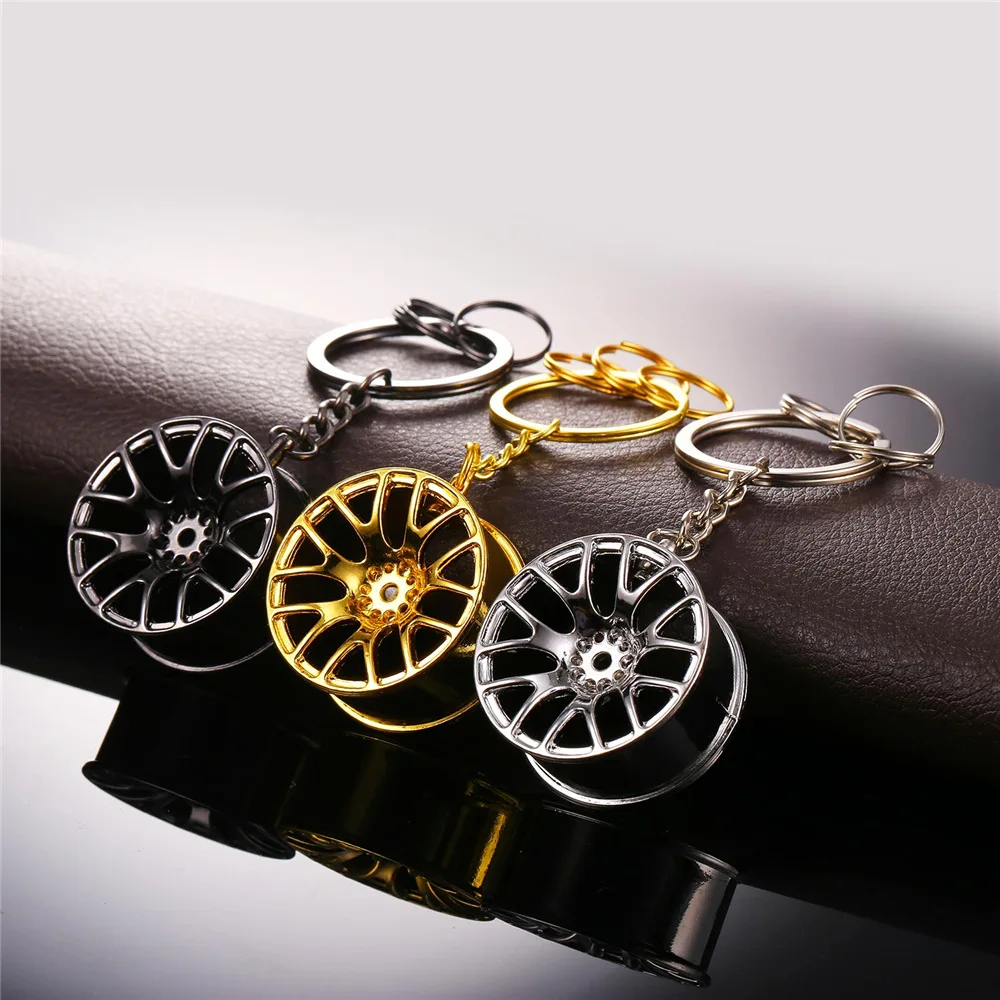 Роскошный автомобиль брелок для ключей Для мужчин золотой цвет кольцо с кругами