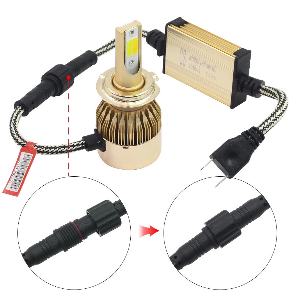 Cawanerl H1 H3 H4 H7 двойной Цвет светодиодный фар лампа 72 W фары для 7600LM; комплект из двух предметов 3000 K+ 6000 K H8 H9 H11 9005 9006 автомобиля для фар головного света и противотуманных фар с возможностью креативного