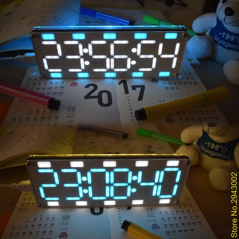 2020 Новый DIY большой экран 6 значный двухцветный светодиодный комплект часов с