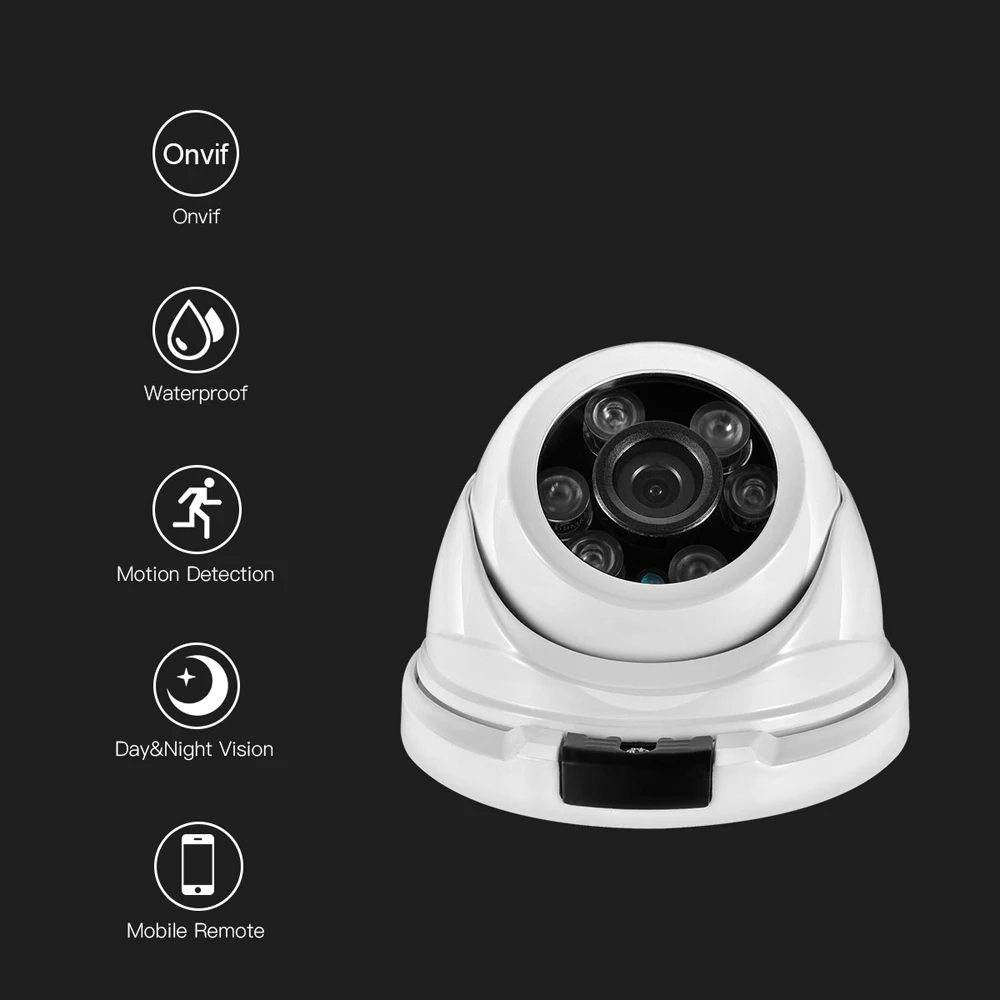 Металлическая IP камера видеонаблюдения AZISHN H.265 5 Мп 2592*1944 FULL HD Hi3516EV300 onvif IP66 RTSP P2P
