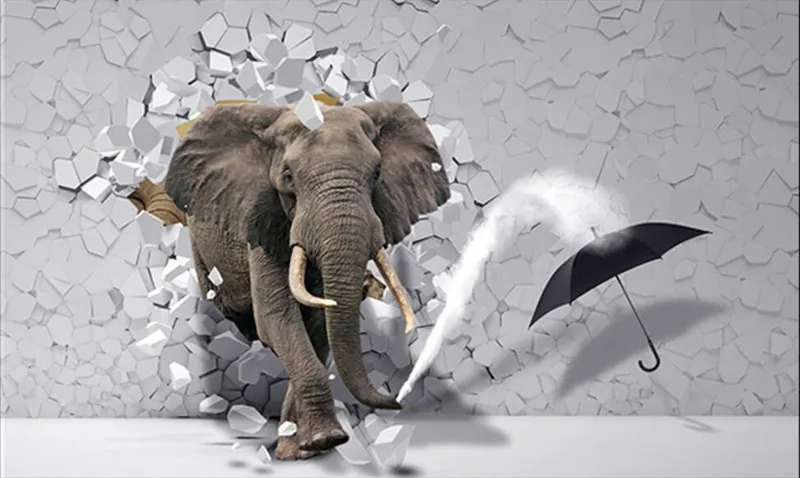Настенные 3d фрески на заказ обои со слоном для гостиной дивана телевизора