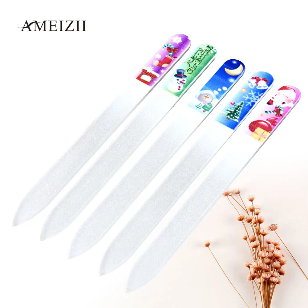 AMEIZII, 5 шт., долговечная пилка для ногтей, для изменения формы, красочное стекло, кристалл, Рождественский фестиваль, шлифовальный инструмент для полировки ногтей, маникюра, педикюра