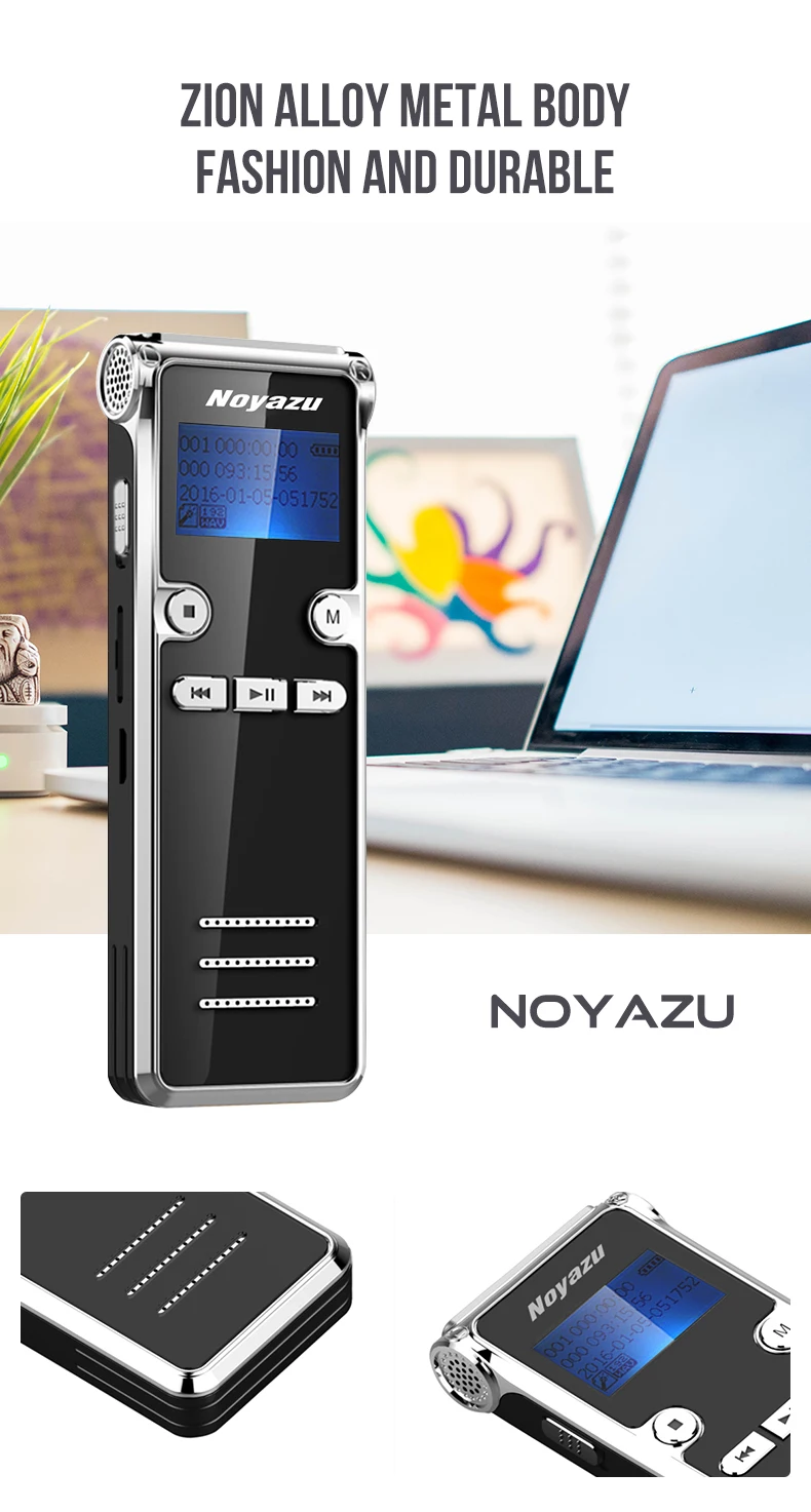 Noyazu 906 перезаряжаемый 8 ГБ Цифровой Аудио Звук Диктофон MP3 плеер Высокое качество Мини Цифровая запись голоса