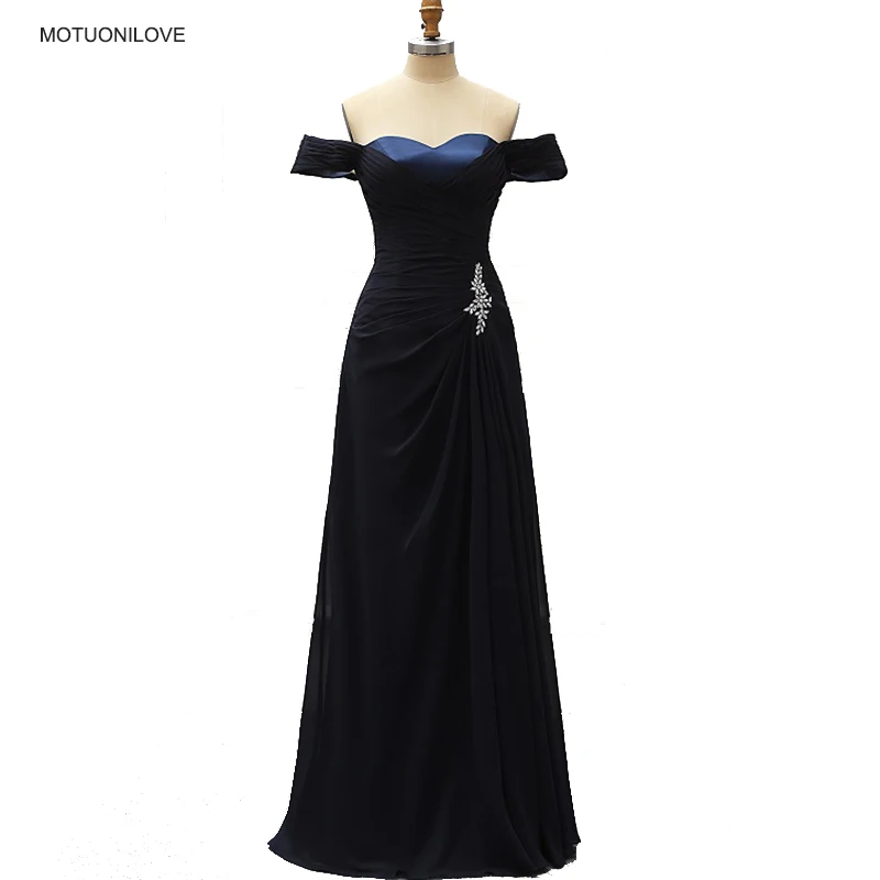 

Elegant Evening Formal Dress Evening Gowns Long Off The Shoulder Banquet Dinner Party Dress Navy Blue Prom Dress Robe De Soiree