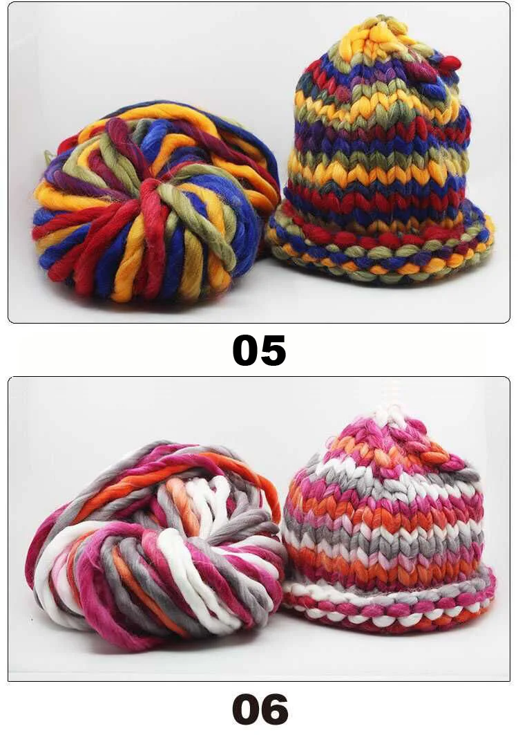 Смешанные цвета сверхплотная шерстяная массивная пряжа объемная ровная большая